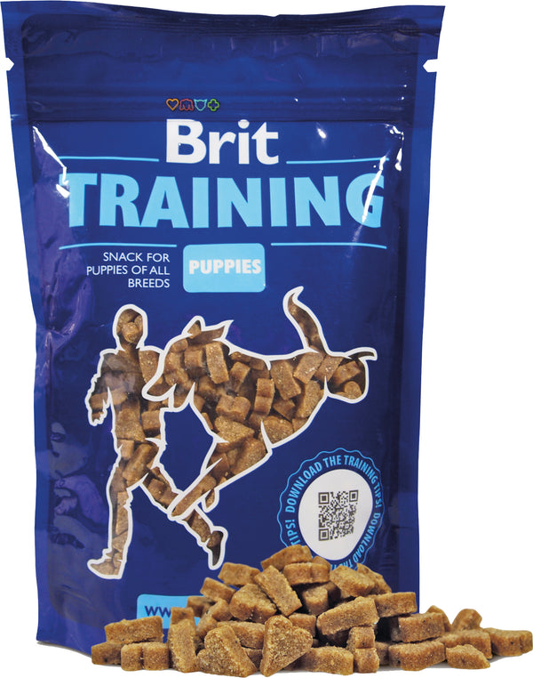 Brit Traning Snack er små, myke og halvfuktige godbiter som er spesielt utviklet til å fungere som belønning til valper under trening. Størrelsen på bitene er tilpasset for valper. Laget av ris og kylling.